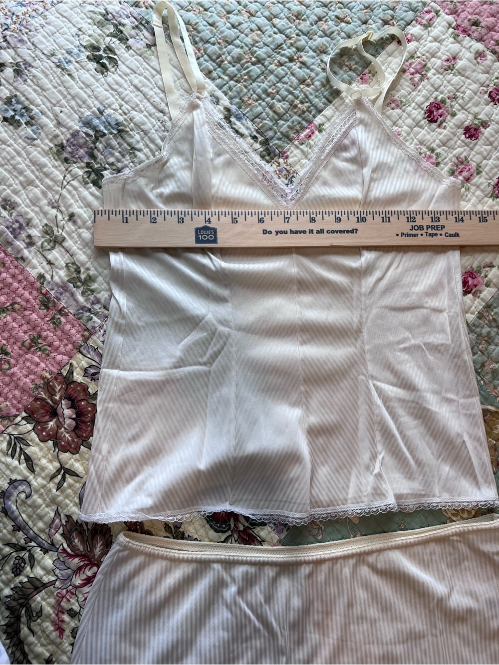 Vintage Stellar Foundations Shadow Stripe Camisole Slip Skirt Set Small ILGWU - Picture 7 of 9